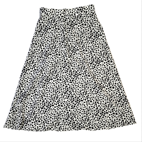 Shein Snow Leopard Print Midi Skirt Side Zip Size Small White Black - Picture 3 of 3